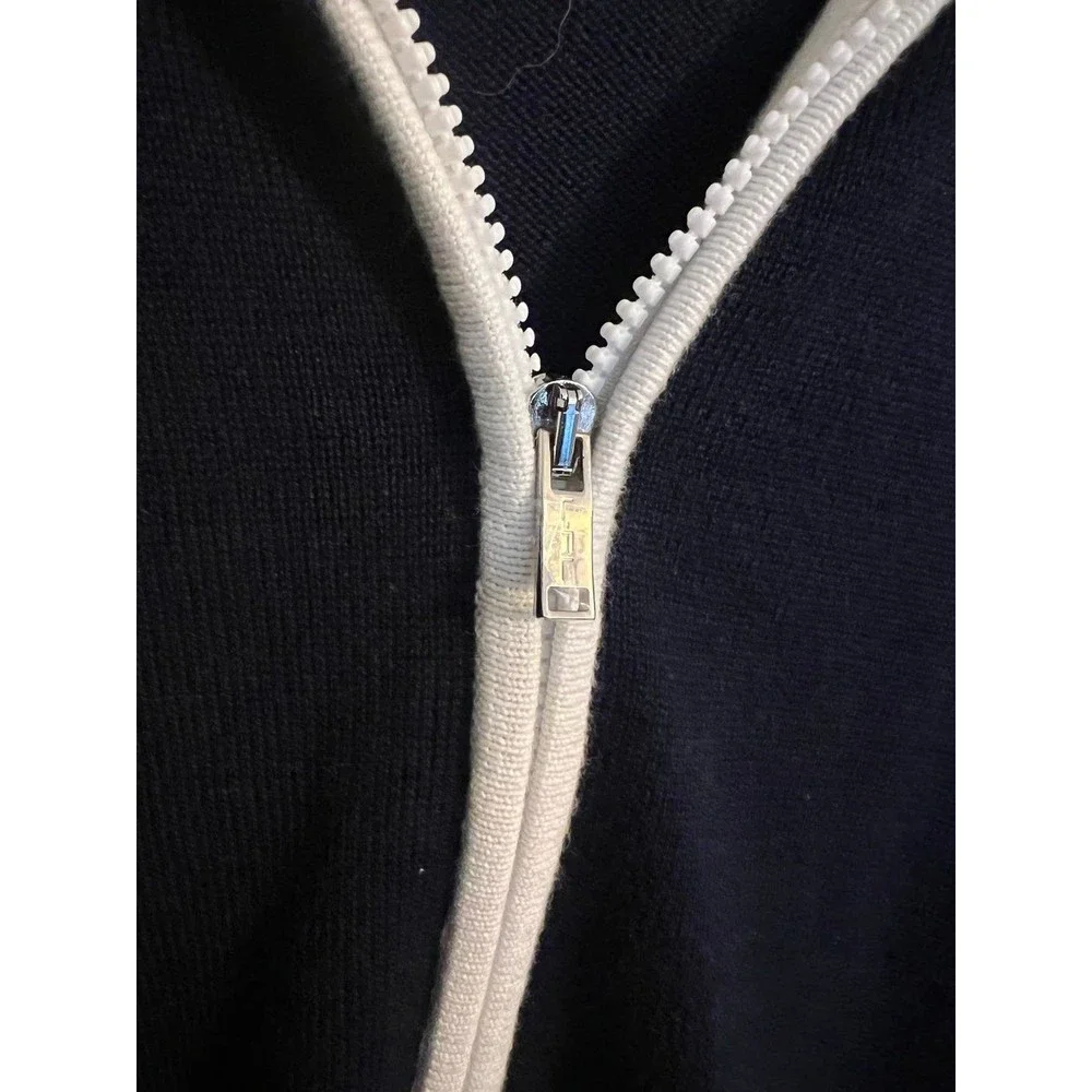 Lauren Ralph Lauren Knit Color Block Full Zip Hooded Jacket Size L